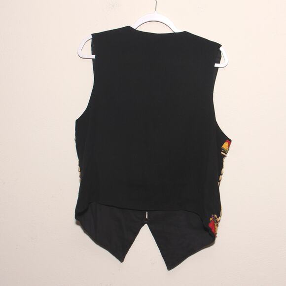 Vintage Carole Little Boho Wood Bead Abstract Vest Size Large - Picture 2 of 5